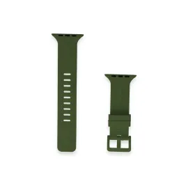 Newface Apple Watch 38Mm Kr408 Çizgili Silikon Kordon - Koyu Yeşil