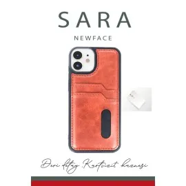 Newface Iphone 11 Kılıf Sara Kartvizitli Deri Kılıf - Taba