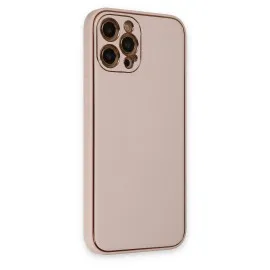 Newface Iphone 12 Pro Max Kılıf Coco Deri Silikon Kapak - Pudra