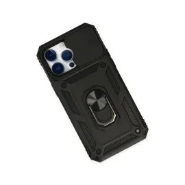 Newface Iphone 14 Pro Kılıf Pars Lens Yüzüklü Silikon - Siyah