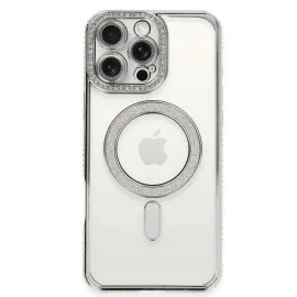 Newface Iphone 16 Pro Kılıf Joke Simli Magneticsafe Kılıf - Gümüş