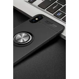 Newface Iphone Xs Max Kılıf Range Yüzüklü Silikon - Siyah