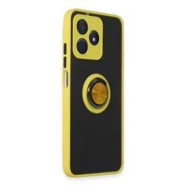 Newface Realme C53 Kılıf Montreal Yüzüklü Silikon Kapak - Sarı