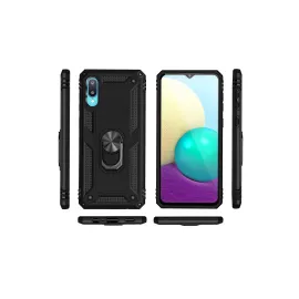 Newface Samsung Galaxy A02 Kılıf Sofya Yüzüklü Silikon Kapak - Siyah