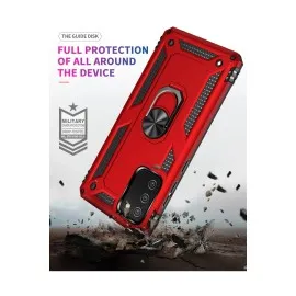 Newface Samsung Galaxy A03S Kılıf Sofya Yüzüklü Silikon Kapak - Kırmızı