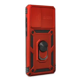 Newface Samsung Galaxy A72 Kılıf Pars Lens Yüzüklü Silikon - Kırmızı