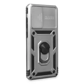 Newface Samsung Galaxy A73 5G Kılıf Pars Lens Yüzüklü Silikon - Gümüş