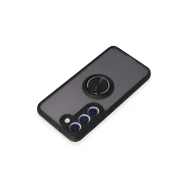 Newface Samsung Galaxy S23 Kılıf Montreal Yüzüklü Silikon Kapak - Siyah