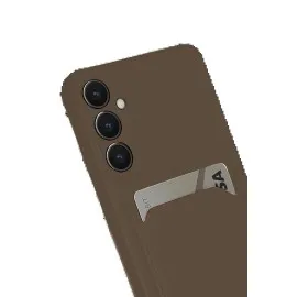 Newface Samsung Galaxy S24 Fe Kılıf Kelvin Kartvizitli Silikon - Kahverengi