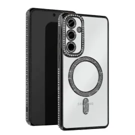 Newface Samsung Galaxy S25 Kılıf Joke Simli Magneticsafe Kılıf - Siyah