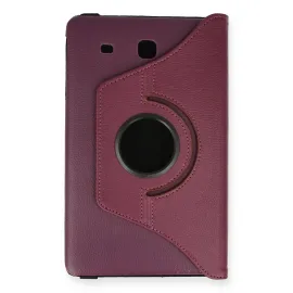 Newface Samsung Galaxy T560 Tab E 9.7 Kılıf 360 Tablet Deri Kılıf - Mürdüm