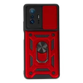 Newface Xiaomi Mi 11T Pro Kılıf Pars Lens Yüzüklü Silikon - Kırmızı