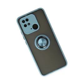 Newface Xiaomi Poco C40 Kılıf Montreal Yüzüklü Silikon Kapak - Buz Mavi