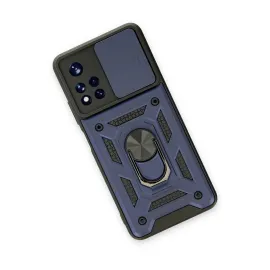 Newface Xiaomi Poco M4 Pro 5G Kılıf Pars Lens Yüzüklü Silikon - Lacivert