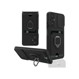 Newface Xiaomi Poco M5 Kılıf Zuma Kartvizitli Yüzüklü Silikon - Siyah