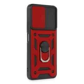 Newface Xiaomi Redmi Note 12 5G Kılıf Pars Lens Yüzüklü Silikon - Kırmızı