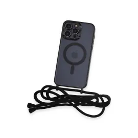 Newface Iphone 13 Pro Max Kılıf Divo Lazer Askılı Magsafe Kapak - Siyah