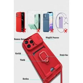 Newface Iphone 15 Pro Kılıf Zuma Kartvizitli Yüzüklü Silikon - Yeşil