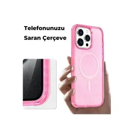 Newface Iphone 15 Pro Max Kılıf Glow Magsafe Kapak - Pembe