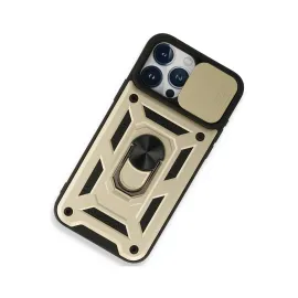 Newface Iphone 15 Pro Max Kılıf Pars Lens Yüzüklü Silikon - Gold