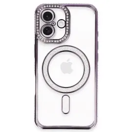 Newface Iphone 16 Plus Kılıf Joke Simli Magneticsafe Kılıf - Derin Mor