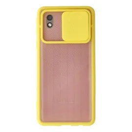 Newface Samsung Galaxy A01 Core Kılıf Palm Buzlu Kamera Sürgülü Silikon - Sarı