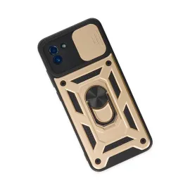 Newface Samsung Galaxy A03 Kılıf Pars Lens Yüzüklü Silikon - Gold