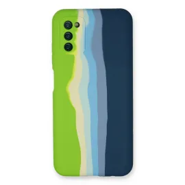 Newface Samsung Galaxy A03S Kılıf Ebruli Lansman Silikon - Yeşil-Koyu Yeşil