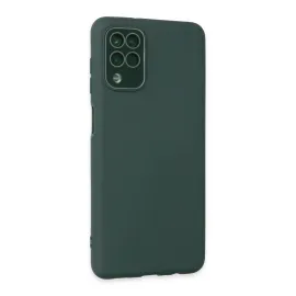 Newface Samsung Galaxy A22 Kılıf Lansman Glass Kapak - Koyu Yeşil