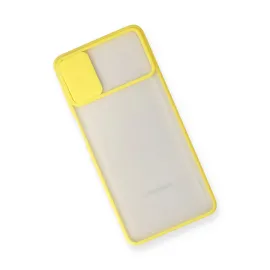 Newface Samsung Galaxy M51 Kılıf Palm Buzlu Kamera Sürgülü Silikon - Sarı