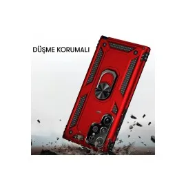Newface Samsung Galaxy S21 Ultra Kılıf Sofya Yüzüklü Silikon Kapak - Lacivert