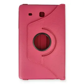 Newface Samsung Galaxy T560 Tab E 9.7 Kılıf 360 Tablet Deri Kılıf - Pembe
