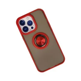 Newface Iphone 13 Pro Max Kılıf Montreal Yüzüklü Silikon Kapak - Kırmızı