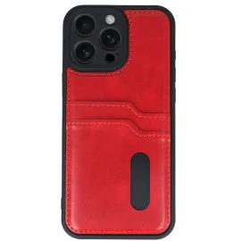 Newface Iphone 16 Pro Max Kılıf Sara Kartvizitli Deri Kılıf - Kırmızı