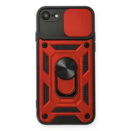 Newface Iphone 7 Kılıf Pars Lens Yüzüklü Silikon - Kırmızı