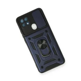 Newface Oppo A15 Kılıf Pars Lens Yüzüklü Silikon - Lacivert