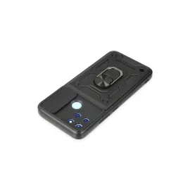 Newface Realme C25Y Kılıf Pars Lens Yüzüklü Silikon - Siyah