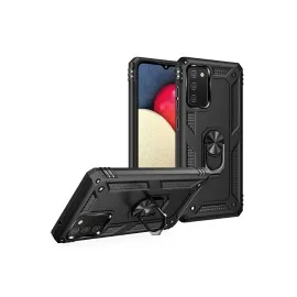 Newface Samsung Galaxy A03S Kılıf Sofya Yüzüklü Silikon Kapak - Siyah