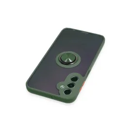 Newface Samsung Galaxy A24 4G Kılıf Montreal Yüzüklü Silikon Kapak - Yeşil