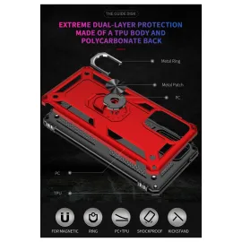 Newface Samsung Galaxy A33 5G Kılıf Sofya Yüzüklü Silikon Kapak - Kırmızı