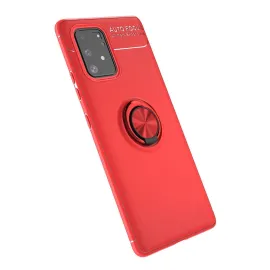 Newface Samsung Galaxy A91 / S10 Lite Kılıf Range Yüzüklü Silikon - Kırmızı