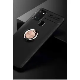 Newface Samsung Galaxy M31 Kılıf Range Yüzüklü Silikon - Siyah-Gold