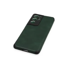 Newface Samsung Galaxy S21 Ultra Kılıf Loop Deri Silikon - Yeşil
