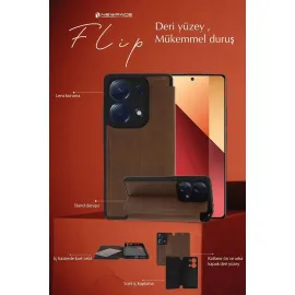 Newface Xiaomi Redmi 13 4G Kılıf Flip Cover - Kırmızı