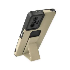 Newface Xiaomi Redmi Note 10 Pro Kılıf Mega Standlı Silikon - Gold