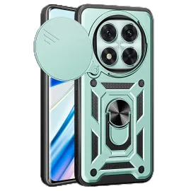 Newface Xiaomi Redmi Note 14 Pro 5G Kılıf Pars Lens Yüzüklü Silikon - Yeşil