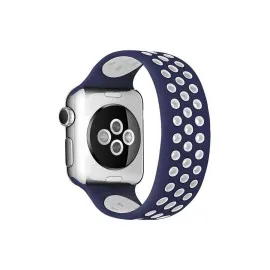 Newface Apple Watch 38Mm Ayarlı Delikli Silikon Kordon - Lacivert-Beyaz