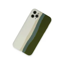Newface Iphone 11 Pro Kılıf Ebruli Lansman Silikon - Beyaz-Yeşil