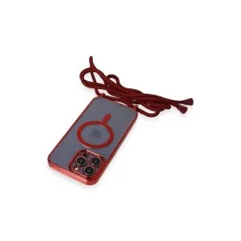 Newface Iphone 14 Pro Max Kılıf Divo Lazer Askılı Magsafe Kapak - Kırmızı