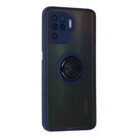 Newface Oppo Reno 5 Lite Kılıf Montreal Yüzüklü Silikon Kapak - Lacivert